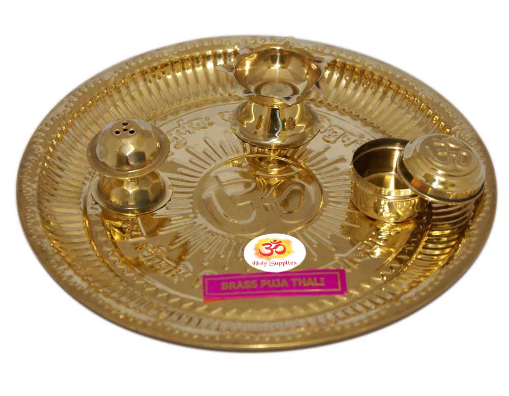 Aum Brass Pooja Thali - Prayer Tray