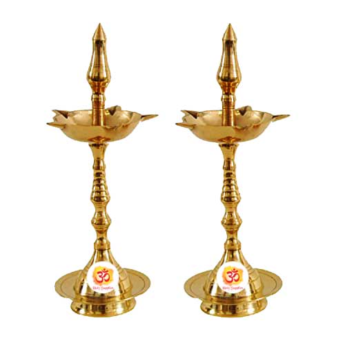 Aum Medium Samai Diya - Brass Prayer Lamp